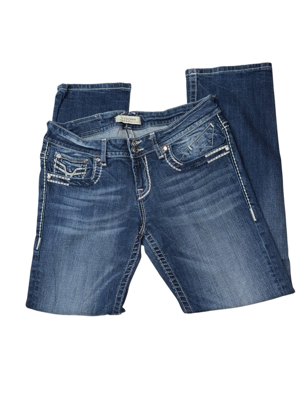 Vigoss Women's Medium Blue Bootcut Jeans with Contrast Stitching